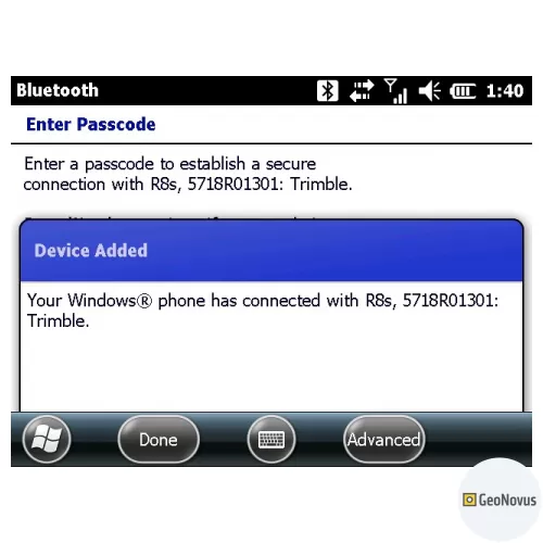  Trimble Access ir GNSS imtuvo R8s modemo nustatymas