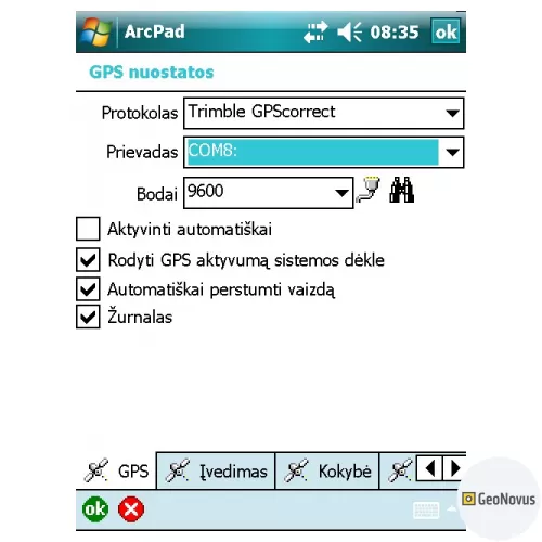 Trimble ProXH, Nomad, GPScorrect sujungimas