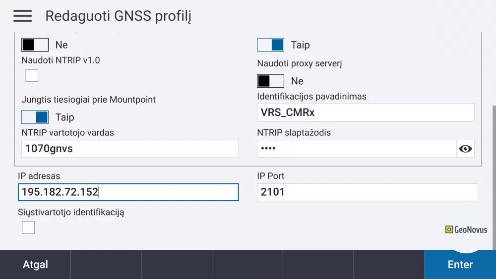 Trimble Access GNSS Profiliai